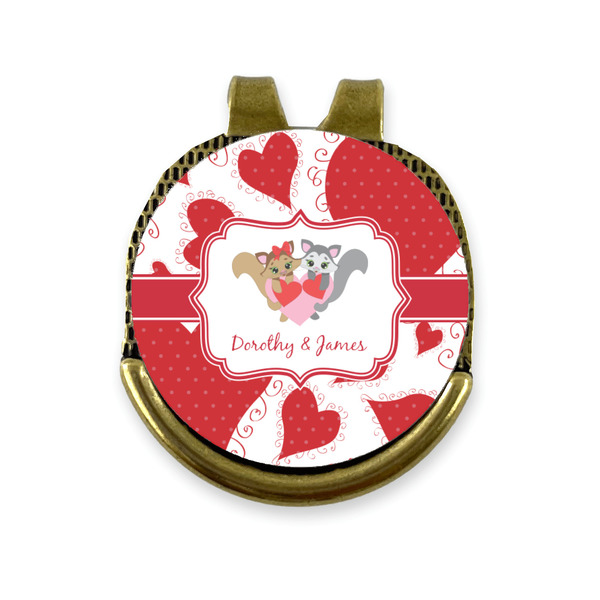 Custom Cute Squirrel Couple Golf Ball Marker - Hat Clip - Gold