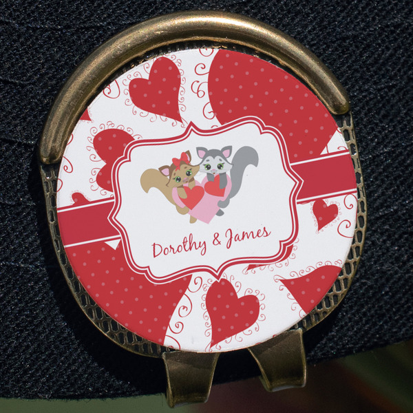 Cute Squirrel Couple Golf Ball Marker Hat Clip - Gold - Close Up