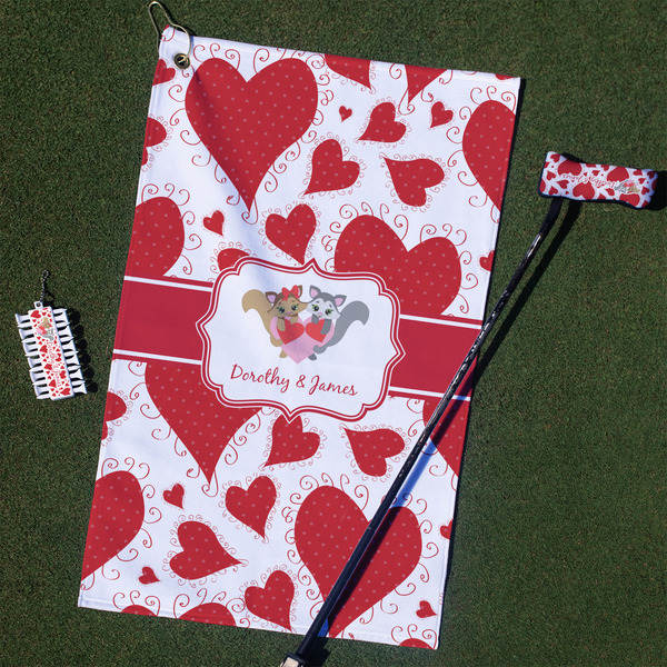 Custom Cute Raccoon Couple Golf Towel Gift Set (Personalized)