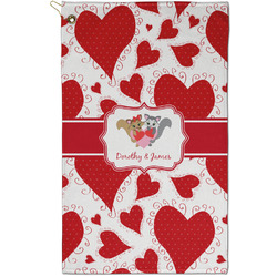 Cute Squirrel Couple Golf Towel - Poly-Cotton Blend - Small w/ Couple's Names