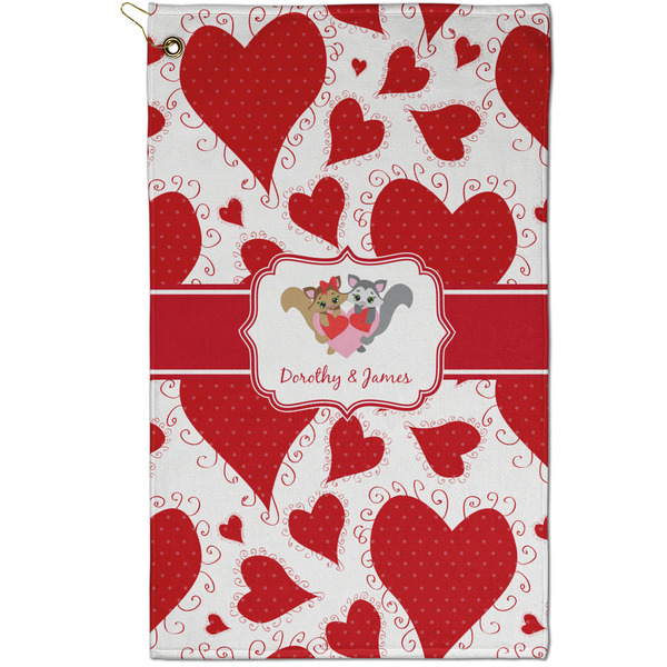 Custom Cute Squirrel Couple Golf Towel - Poly-Cotton Blend - Small w/ Couple's Names
