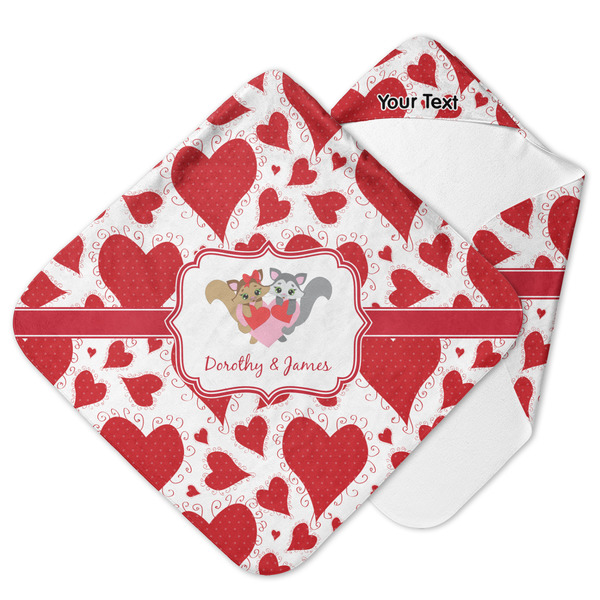 Custom Cute Squirrel Couple Hooded Baby Towel (Personalized)