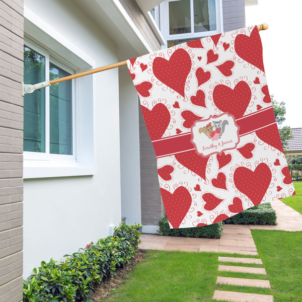 Cute Squirrel Couple House Flags - Double Sided - LIFESTYLE