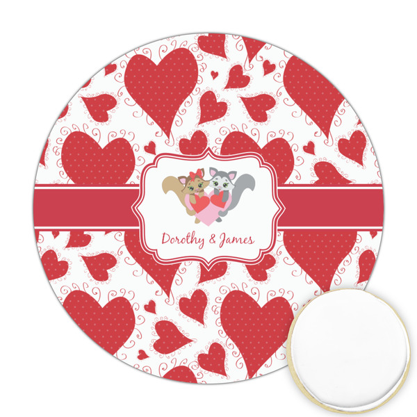 Custom Cute Squirrel Couple Printed Cookie Topper - Round (Personalized)