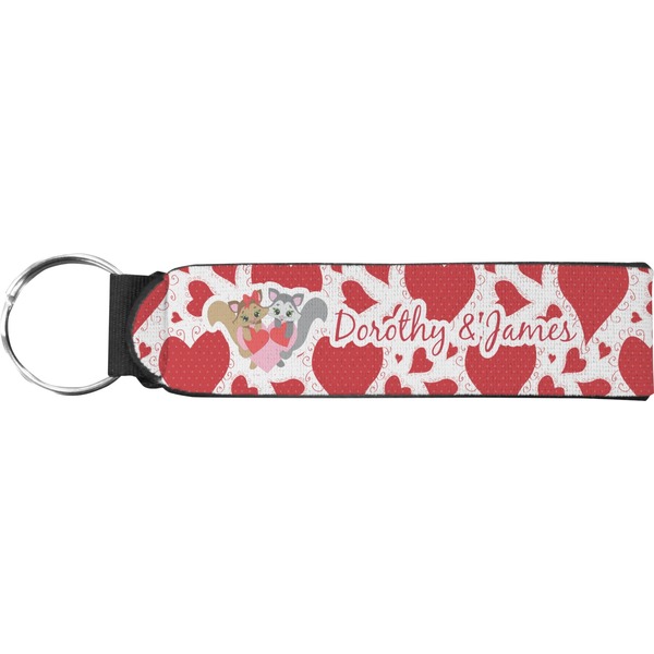 Custom Cute Squirrel Couple Neoprene Keychain Fob (Personalized)