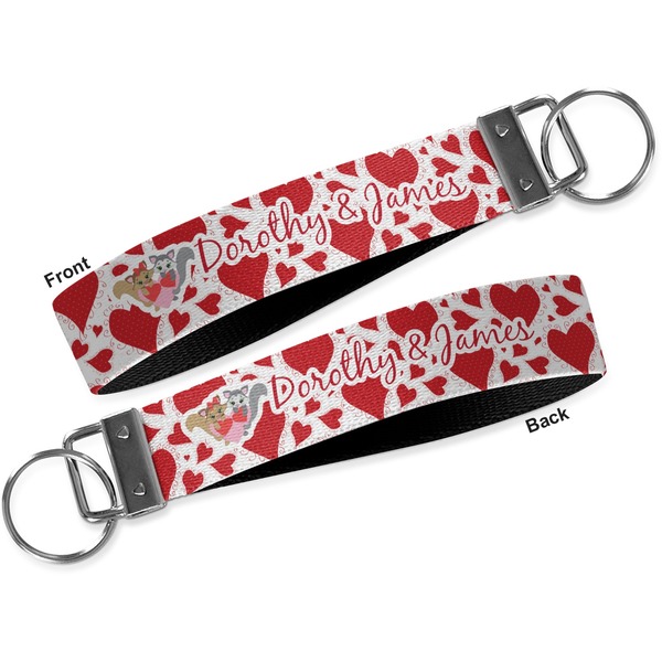 Cute Squirrel Couple Key-chain - Metal and Nylon - Front and Back