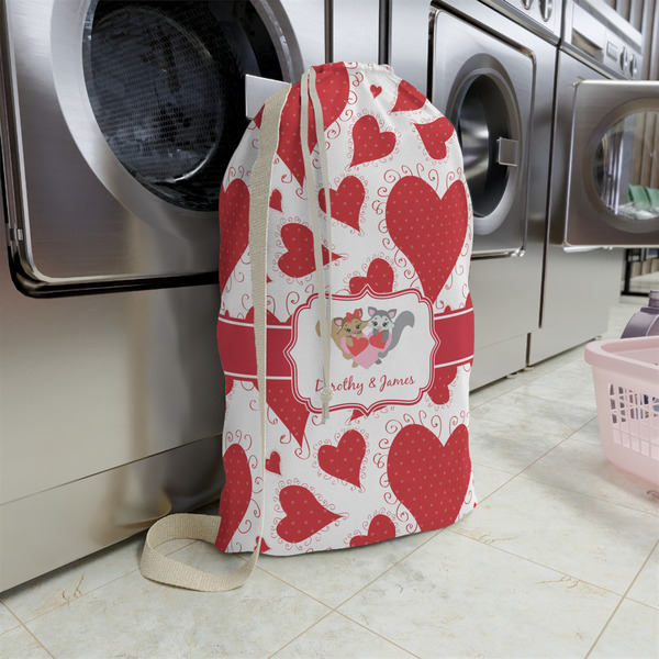 Cute Squirrel Couple Large Laundry Bag - In Context