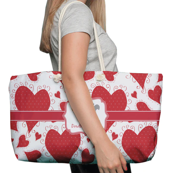 Cute Squirrel Couple Large Rope Tote Bag - In Context View