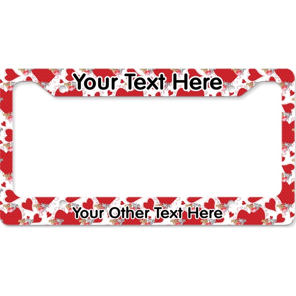 Cute Raccoon Couple License Plate Frame Wide