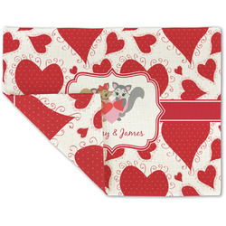 Cute Squirrel Couple Double-Sided Linen Placemat - Single w/ Couple's Names