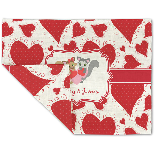 Cute Squirrel Couple Linen Placemat - Folded Corner (double side)