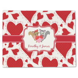 Cute Squirrel Couple Single-Sided Linen Placemat - Single w/ Couple's Names