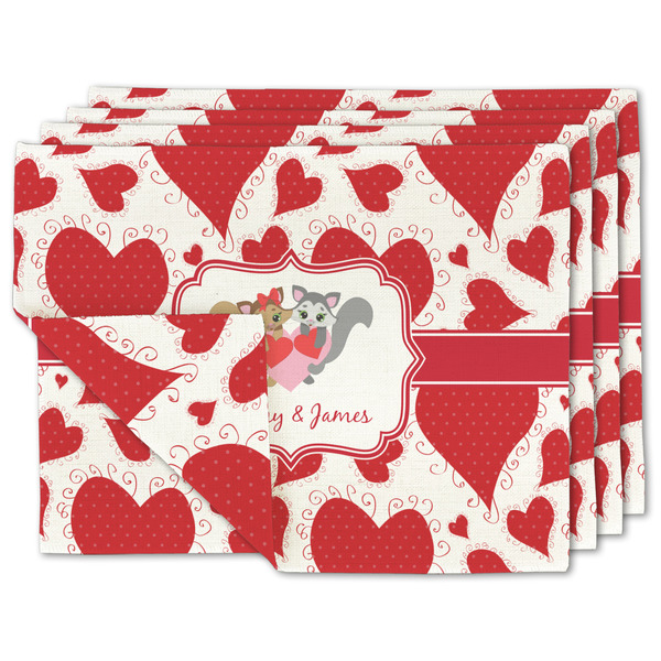 Custom Cute Squirrel Couple Linen Placemat w/ Couple's Names