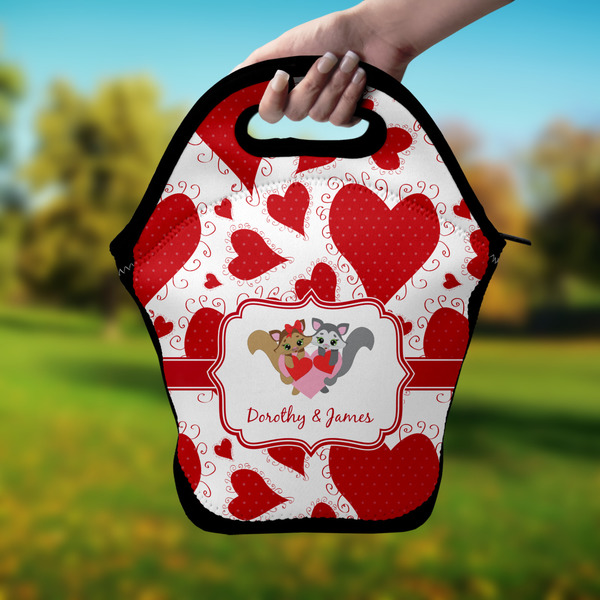 Cute Squirrel Couple Lunch Bag - Hand