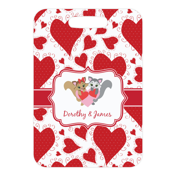 Cute Squirrel Couple Metal Luggage Tag - Front Without Strap