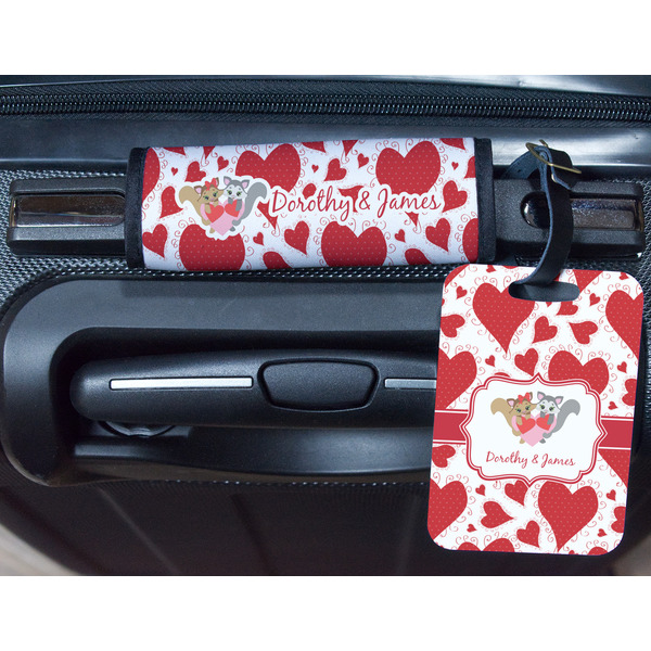 Cute Squirrel Couple Metal Luggage Tag & Handle Wrap - In Context