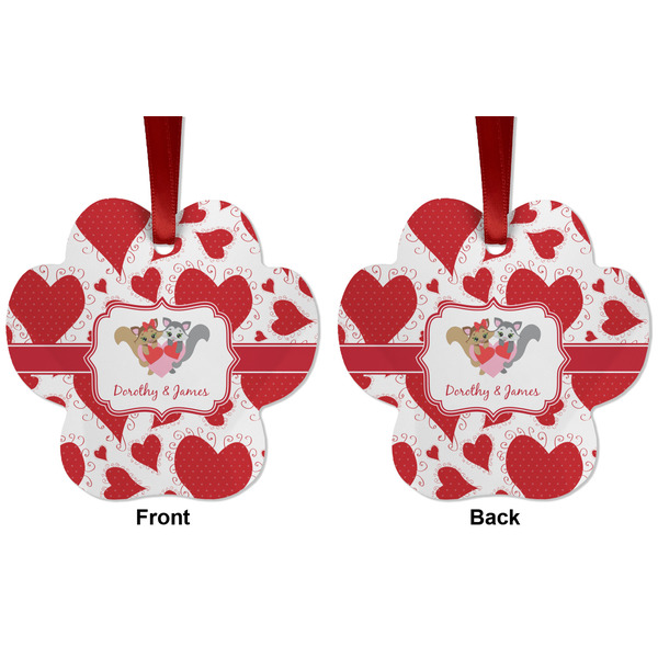 Cute Squirrel Couple Metal Paw Ornament - Front and Back