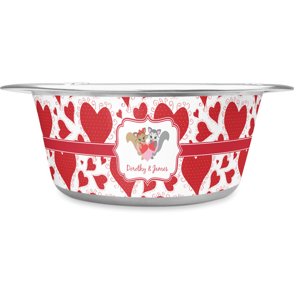 Custom Cute Squirrel Couple Stainless Steel Dog Bowl - Large (Personalized)