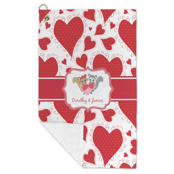 Cute Squirrel Couple Microfiber Golf Towels - FOLD