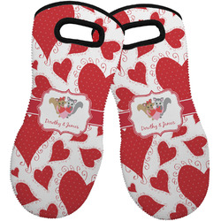 Cute Squirrel Couple Neoprene Oven Mitts - Set of 2 w/ Couple's Names