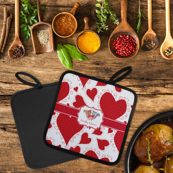 Cute Squirrel Couple Neoprene Pot Holder - Set of 2  LIFESTYLE (Flatlay)