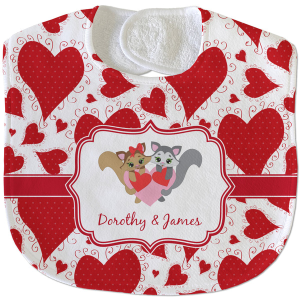 Cute Squirrel Couple New Baby Bib - Closed and Folded