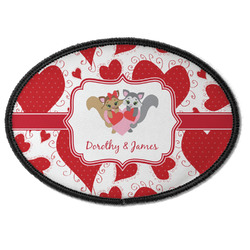 Cute Squirrel Couple Iron On Oval Patch w/ Couple's Names