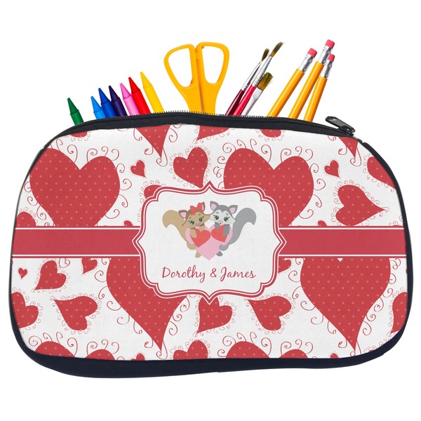 Cute Squirrel Couple Pencil / School Supplies Bags - Medium