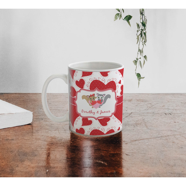 Cute Squirrel Couple Personalized Coffee Mug - Lifestyle