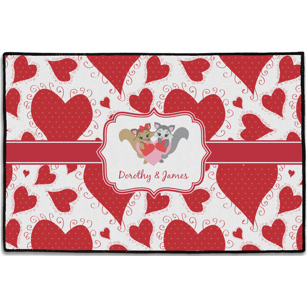 Custom Cute Squirrel Couple Door Mat - 36"x24" (Personalized)