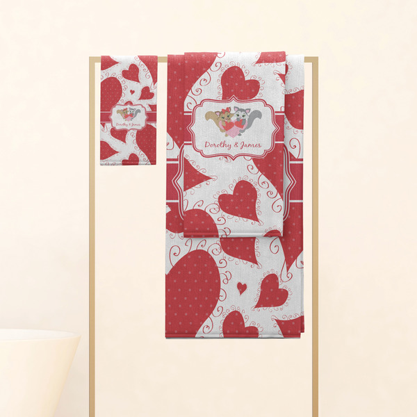 Cute Squirrel Couple Personalized Towel Set