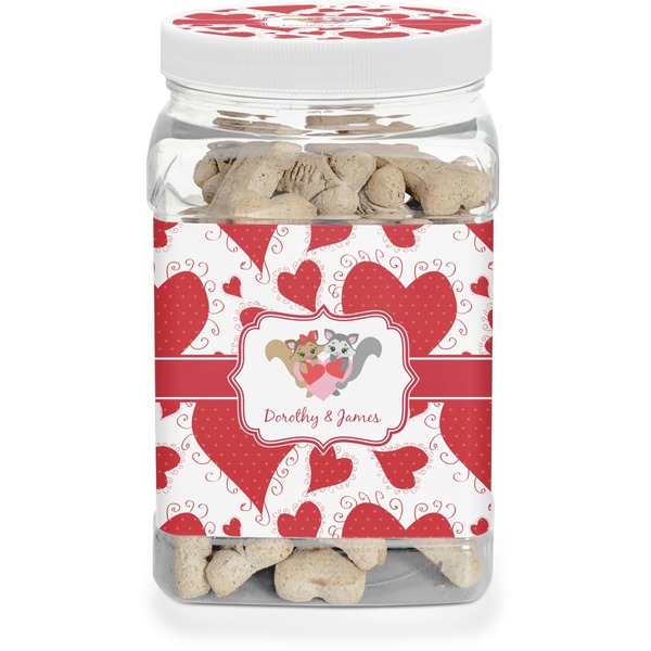 Custom Cute Squirrel Couple Dog Treat Jar (Personalized)