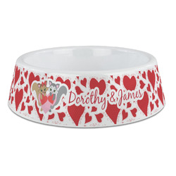 Cute Squirrel Couple Plastic Dog Bowl - Large (Personalized)