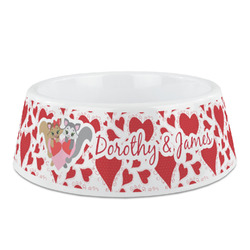 Cute Squirrel Couple Plastic Dog Bowl (Personalized)