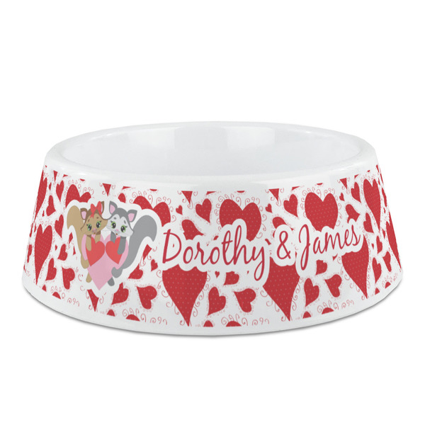 Custom Cute Squirrel Couple Plastic Dog Bowl - Medium (Personalized)