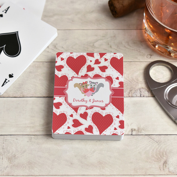 Cute Squirrel Couple Playing Cards - In Context