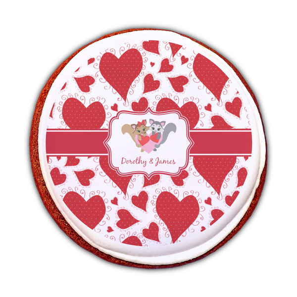 Cute Squirrel Couple Printed Icing Circle - Medium - On Cookie