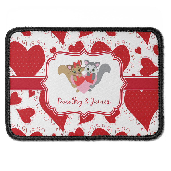 Custom Cute Squirrel Couple Iron On Rectangle Patch w/ Couple's Names