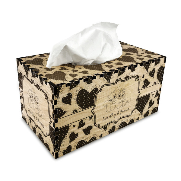 Cute Squirrel Couple Rectangle Tissue Box Covers - Wood - with tissue