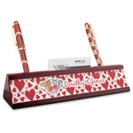 Cute Squirrel Couple Red Mahogany Nameplate with Business Card Holder (Personalized)