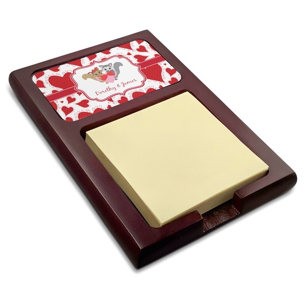 Custom Cute Squirrel Couple Red Mahogany Sticky Note Holder (Personalized)