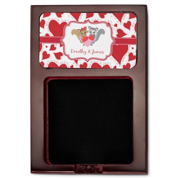 Cute Squirrel Couple Red Mahogany Sticky Note Holder - Flat