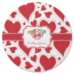 Cute Squirrel Couple Round Rubber Backed Coaster (Personalized)