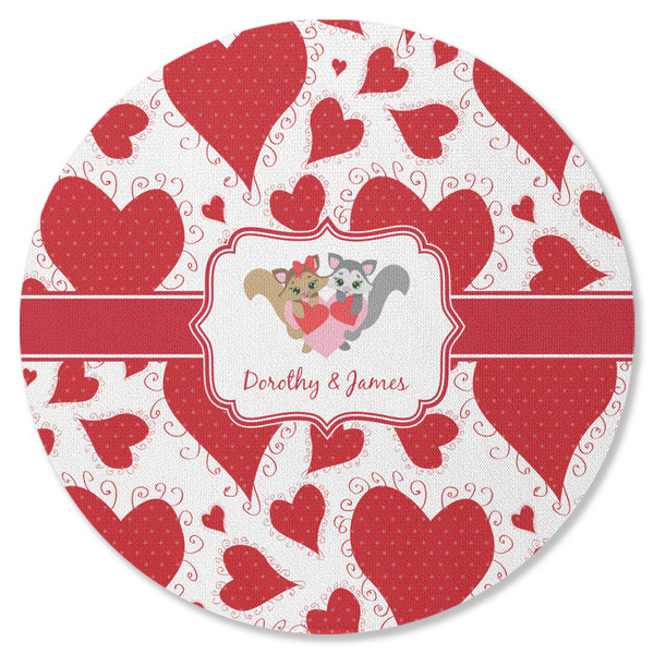 Custom Cute Squirrel Couple Round Rubber Backed Coaster (Personalized)