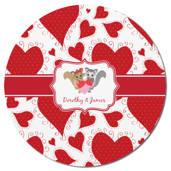 Cute Squirrel Couple Round Fridge Magnet - FRONT