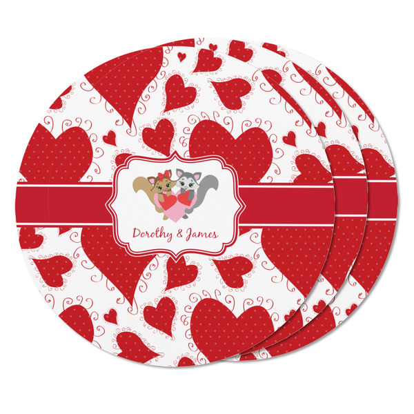 Cute Squirrel Couple Round Fridge Magnet - THREE