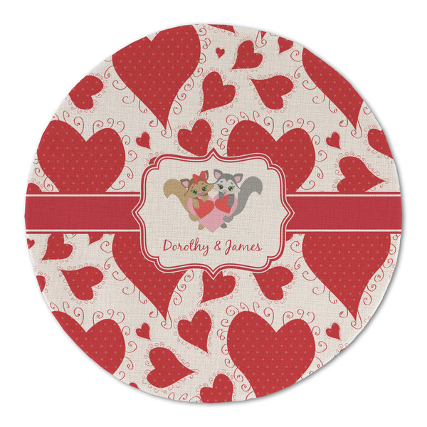 Cute Squirrel Couple Round Linen Placemats - FRONT (Double Sided)