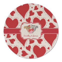 Cute Squirrel Couple Round Linen Placemat (Personalized)
