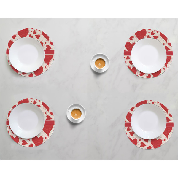 Cute Squirrel Couple Round Linen Placemats - LIFESTYLE (set of 4)