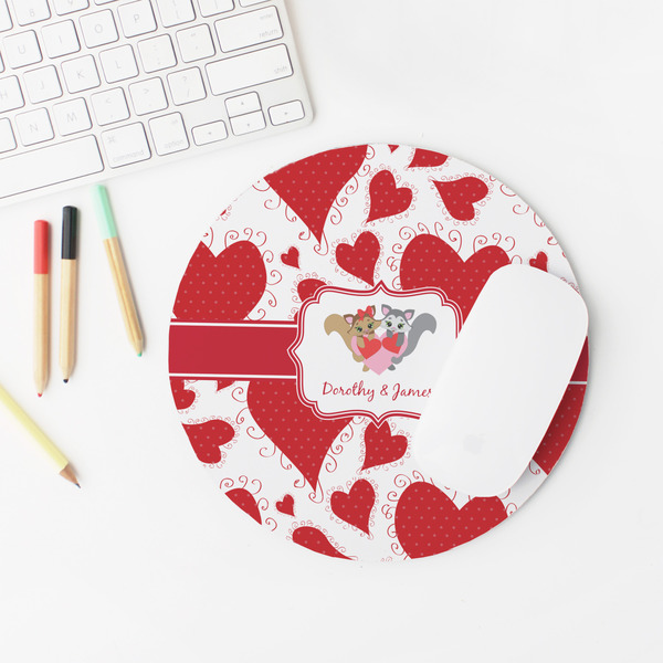 Cute Squirrel Couple Round Mousepad - LIFESTYLE 2
